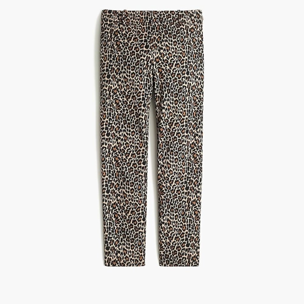 J. Crew Womens Black Tan Leopard Print Cropped Winnie Pant Trousers Size 6